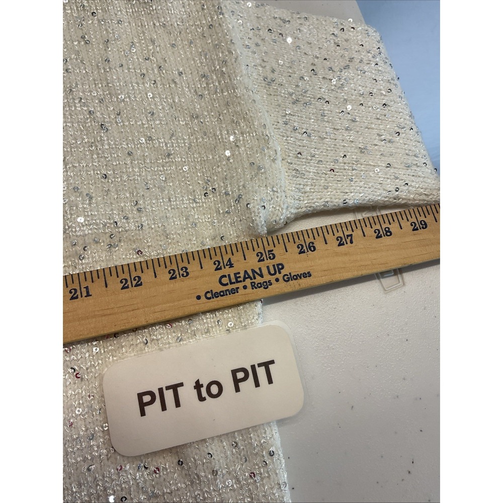OLIVIA RUBIN Cream Mika Oversize Cardigan Sequin Rhinestone Size M *Flaw* - Picture 13 of 15